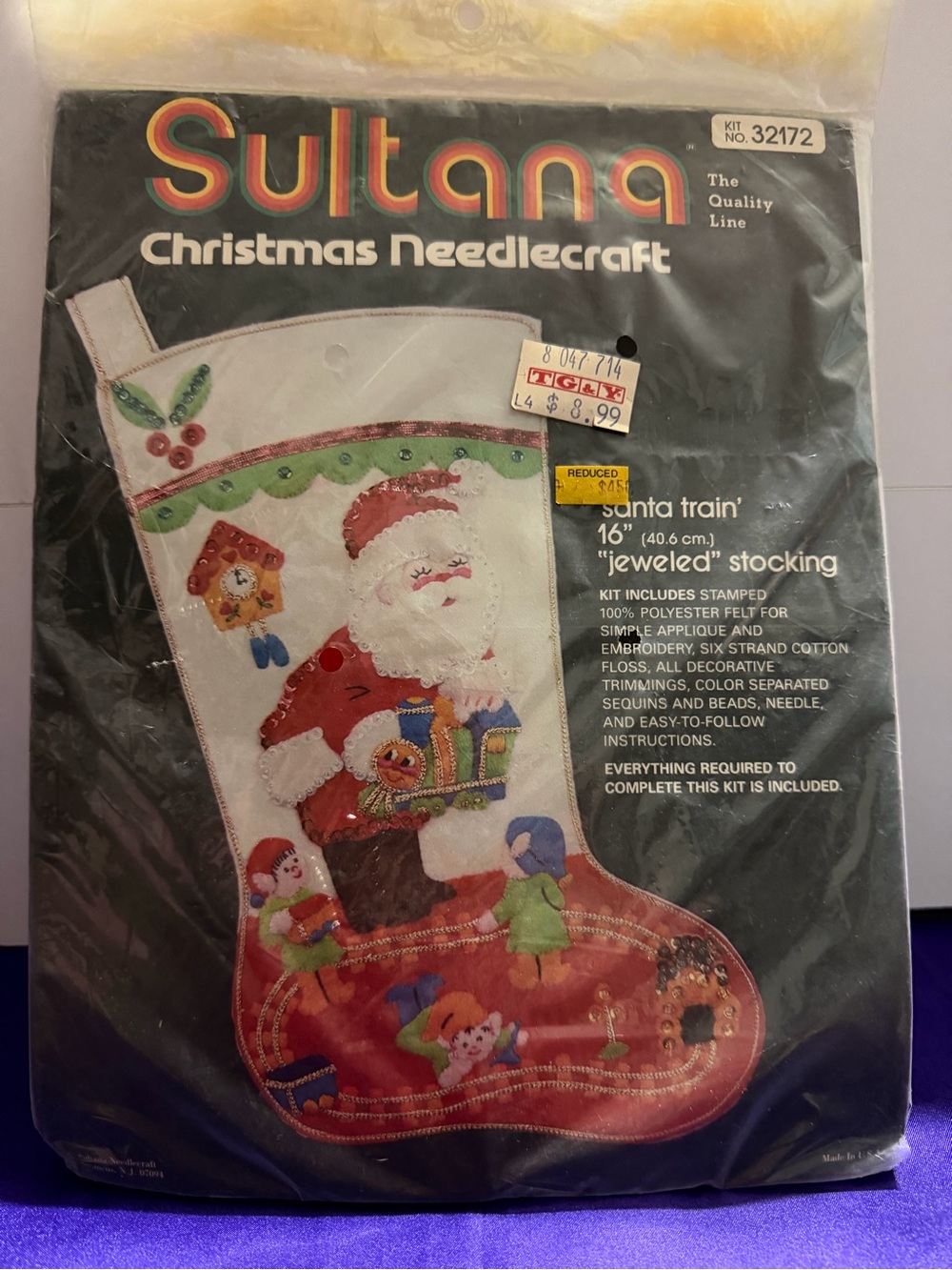 Vintage Santa’s train jeweled stocking